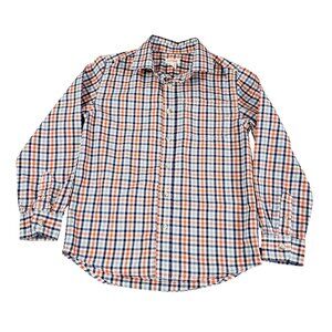 Cat & Jack Boys Long Sleeve Blue & Orange Plaid Button Down Shirt Medium (8/10)